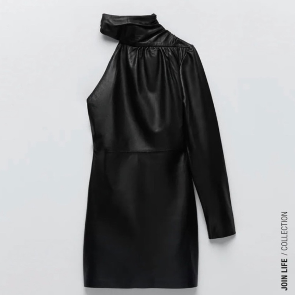 Zara Asymmetric leather dress